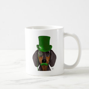 Mug Teckel avec le noir vert Tan 2 de casquette