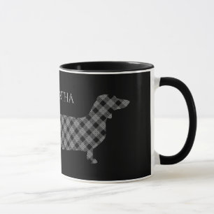 Mug Teckel de plaid sur le noir