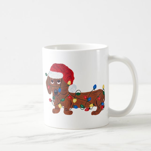 Mug Teckel embrouillé dans des lumières de Noël (Droite)