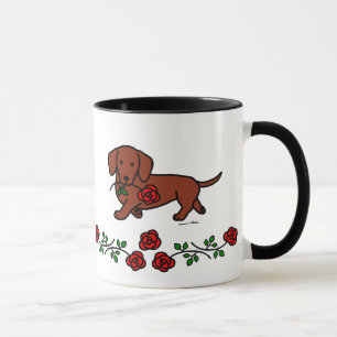 Mug Teckel et une bande dessinée de fleur