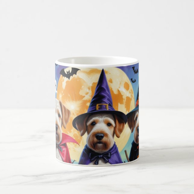 Mug Teckels Airedale Terriers Citrouille Halloween Drô (Centre)