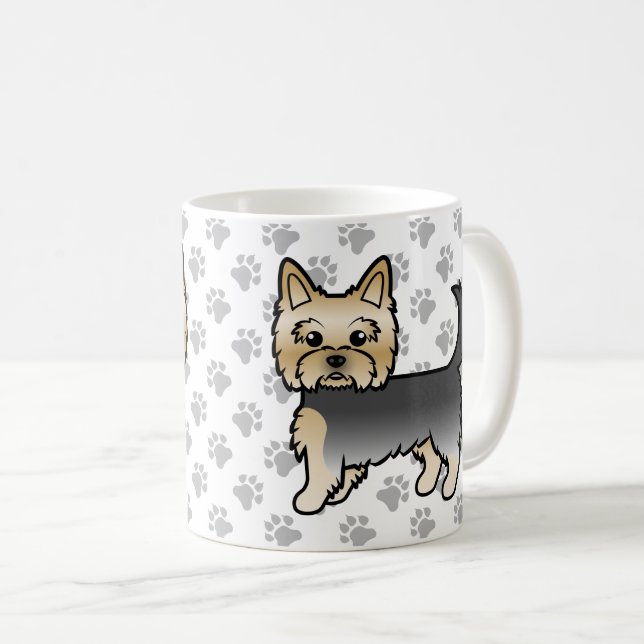 Mug Teckels Cartoon Chien Terrier du Yorkshire Bleu et (Devant droit)