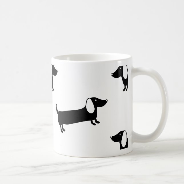 Mug Teckels en noir et blanc (Droite)