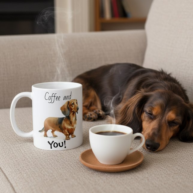 Mug Teckels Marron Personnalisé Café (Créateur téléchargé)