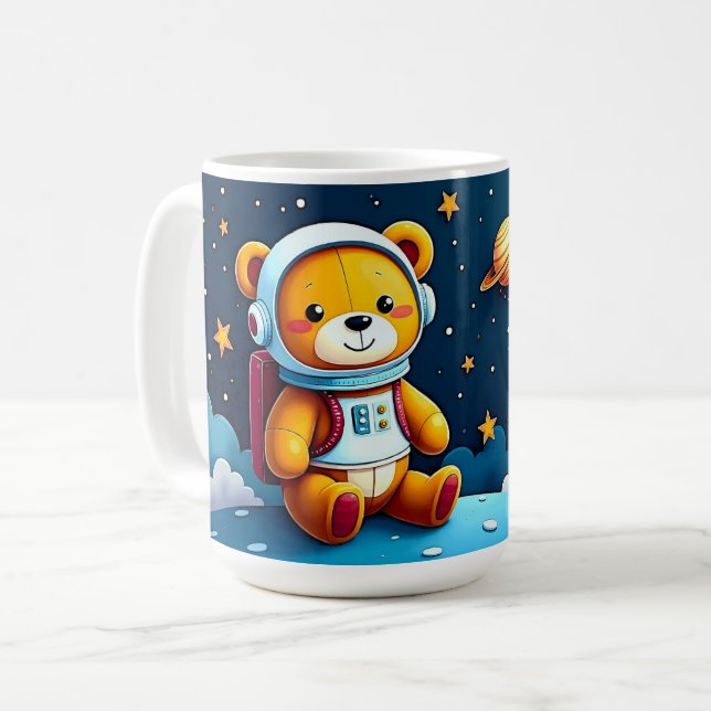 Mug Teddy Astronaute Observant les Étoiles (Devant gauche)