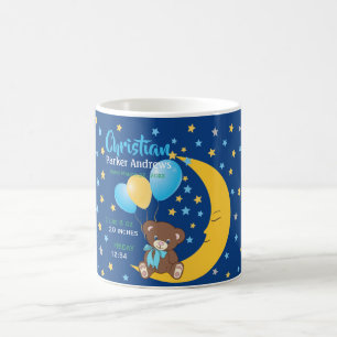 Mug Teddy Bear Sitting on Moon Baby Birth Stats