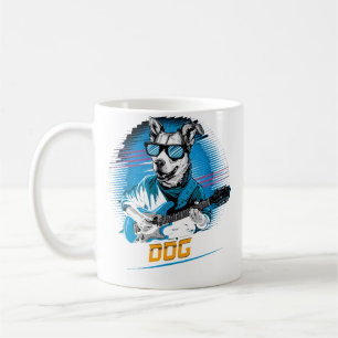 Mug Tee Chien Mignon Jouant de la Guitare Basse Animal