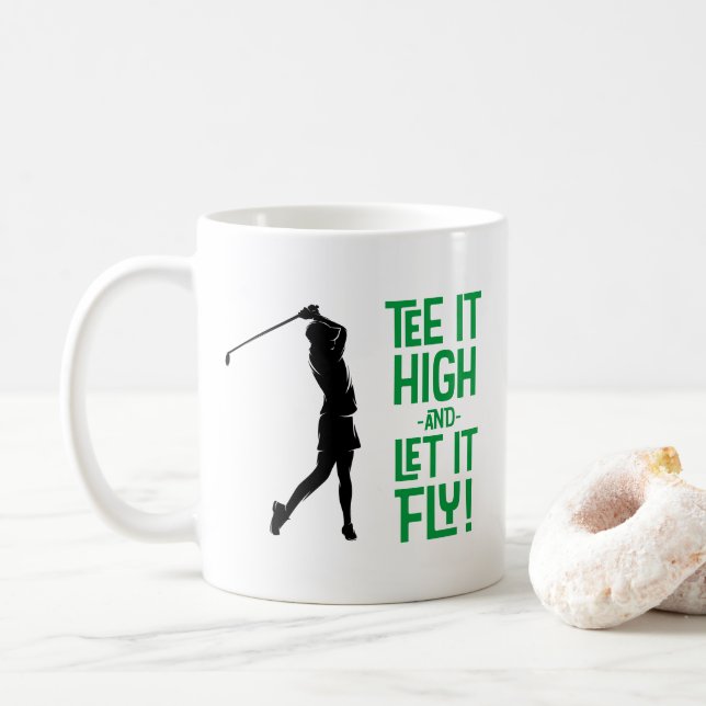 Mug Tee de golf mignon humour drôle sports pro noir ve (Avec donut)