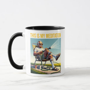 Mug Tee-shirt homme vintage arrosant la pelouse