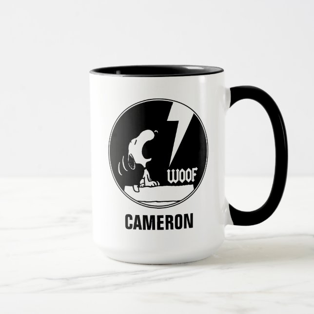 Mug Tee - shirt | Snoopy Howling | Ajouter Votre Nom (Droite)