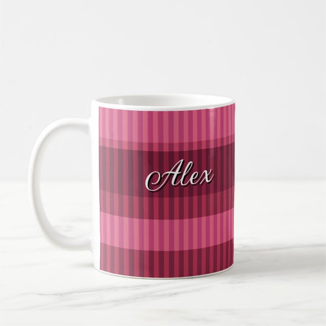Mug Teintes de corail rouge motif rayé vertical (Gauche)