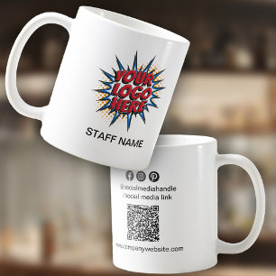 Mug Téléchargement du logo, nom du personnel, code QR,