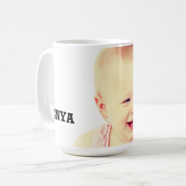 Mug Télécharger la photo de bébé/ enfant (Devant gauche)