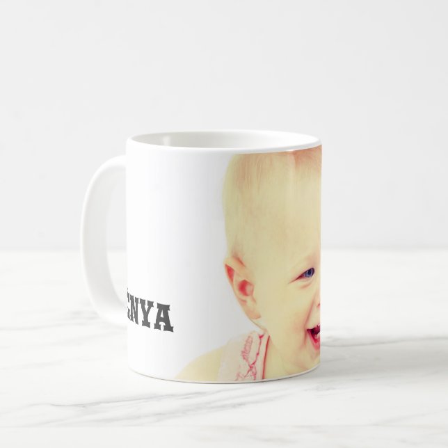 Mug Télécharger la photo de bébé/ enfant (Devant gauche)