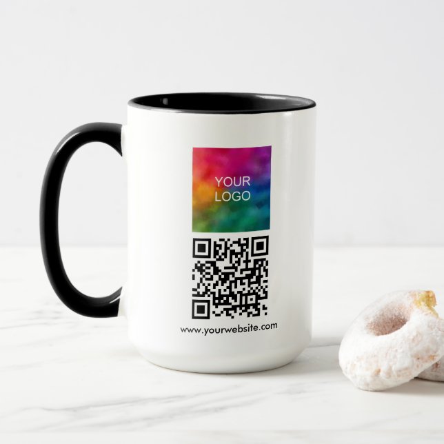Mug Télécharger le logo de l'entreprise Combo code QR  (Avec donut)