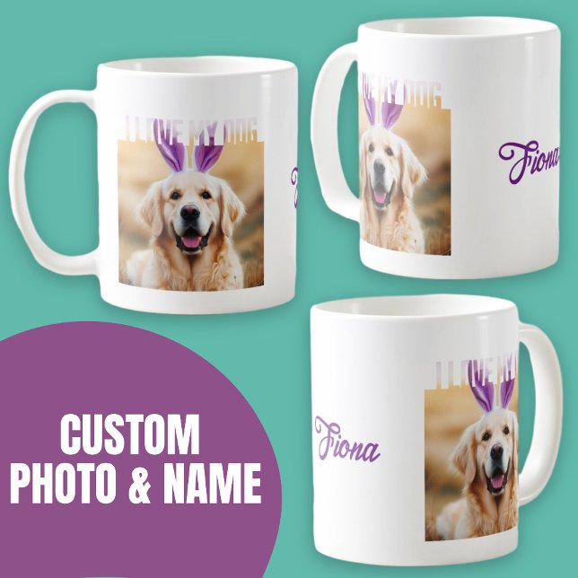 Mug Télécharger Photo Personnalisée Pour Animaux De Co (Upload Custom Pet Photo I Love My Dog Coffee Mug.)