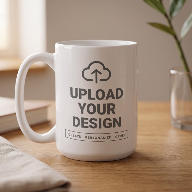 Mug Téléchargez Votre Graphique (Simulated mug on table)