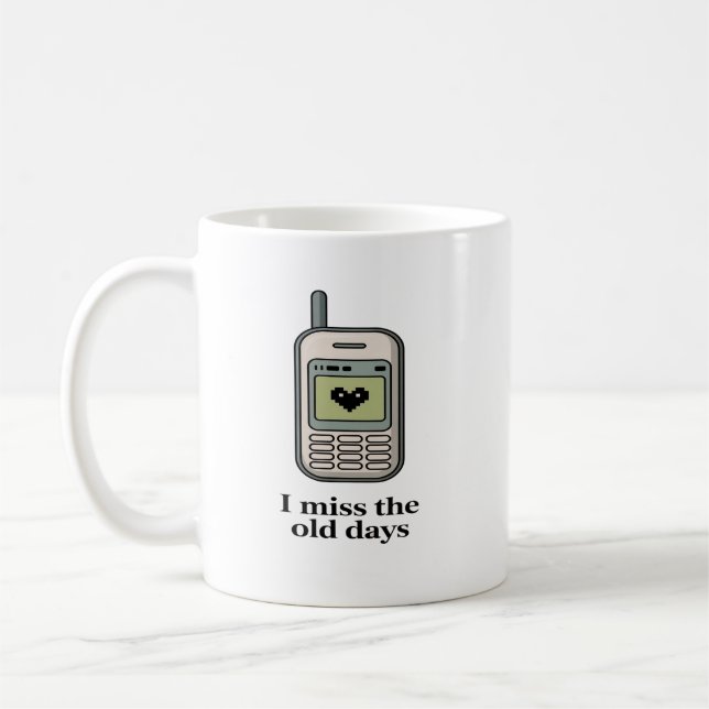 Mug Téléphone Mobile Rétro Ancien – Je Regrette le Tem (Gauche)