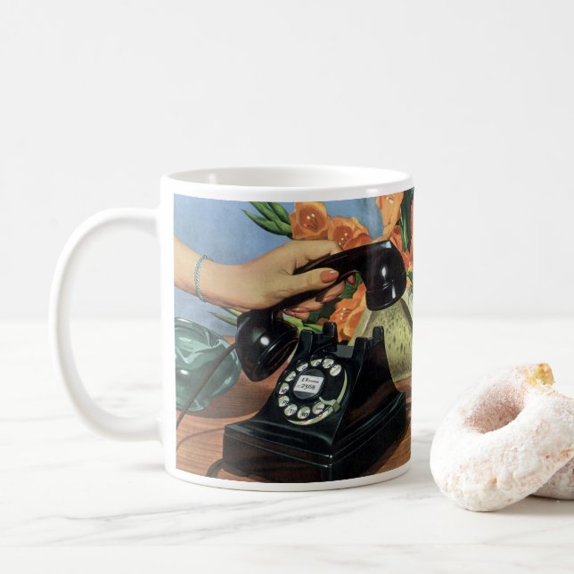 Mug Téléphone rétro avec cadran Rotary, affaires Vinta (Avec donut)