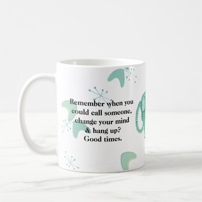 Mug Téléphone Rétro Motif Atomique des Années 50 Vert  (Gauche)