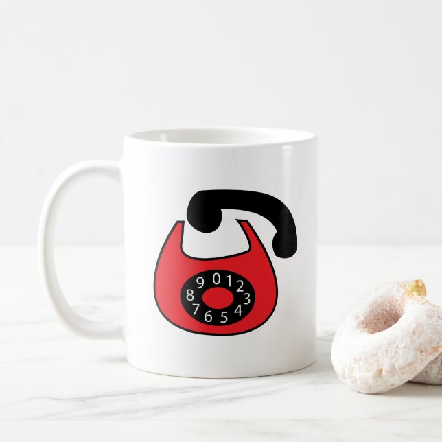 Mug Téléphone rouge Noir Vieux Téléphone (Avec donut)