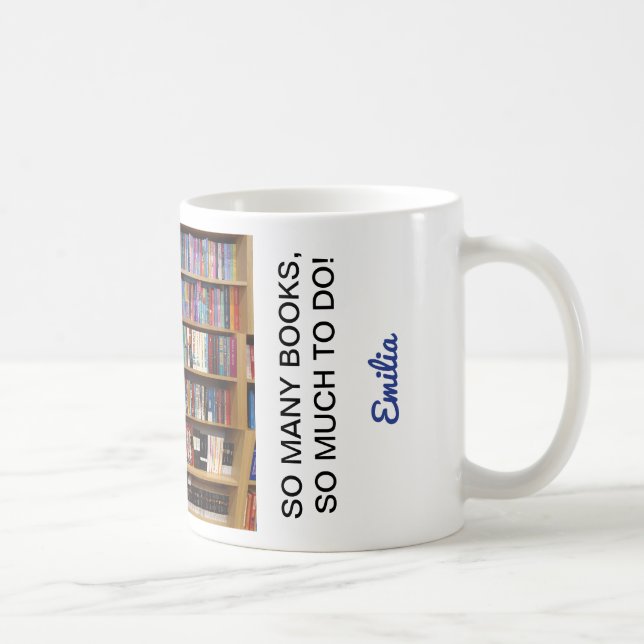 Mug Tellement de livres Citer Amateurs de livre, Nom p (Droite)