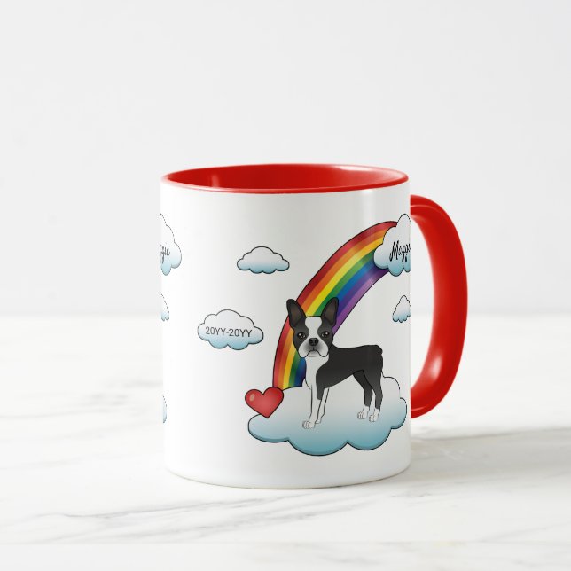 Mug Témoin de Boston Terrier noir et blanc arc-en-ciel (Devant droit)