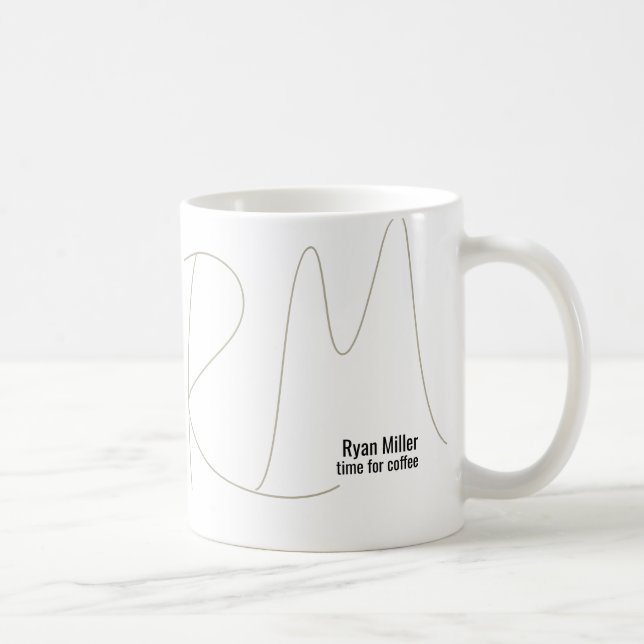 Mug Temps pour le monogramme de script mince café (Droite)