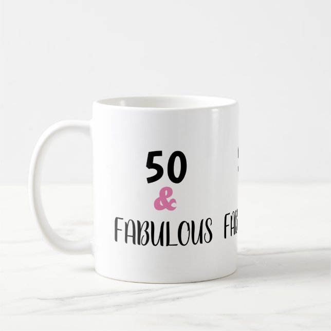 Mug Tendance 50 Et Fabuleux Texte Fête Anniversaire (Gauche)