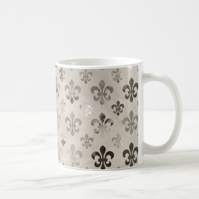 Mug Tendance Argent Gray Fleur De Lis Motif (Droite)