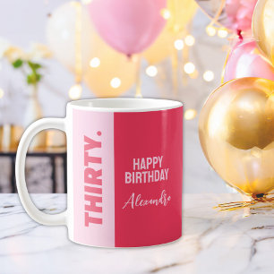 Mug Tendance Bold rose et rouge fille 30e anniversaire