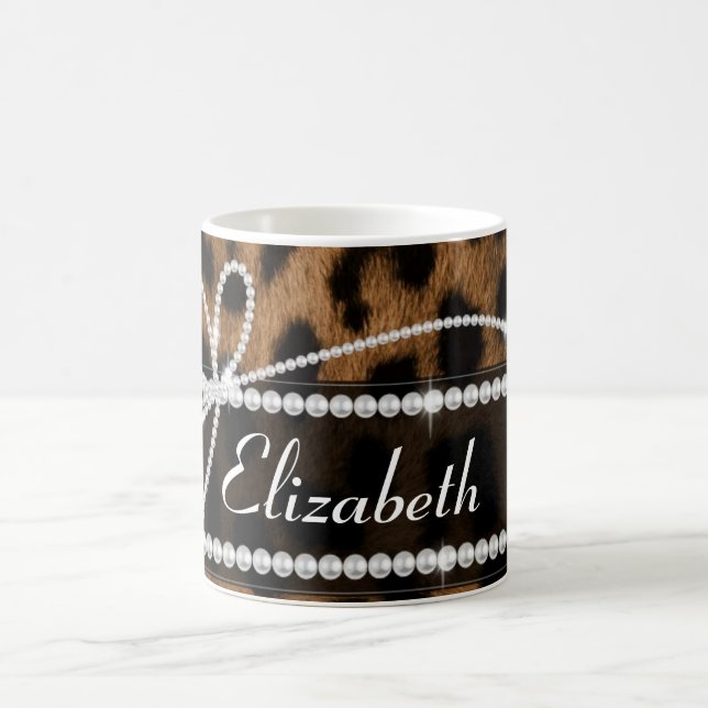 Mug Tendance chic girly faux brun noir léopard animal (Centre)