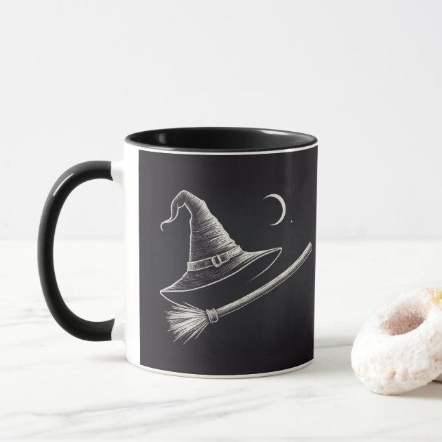 Mug Tendance Éffrayant Halloween sorcière casquette et (Avec donut)