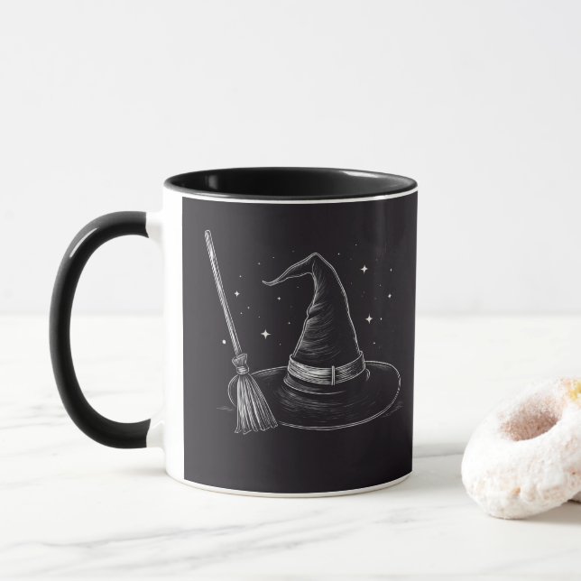 Mug Tendance Éffrayant Halloween sorcière casquette et (Avec donut)
