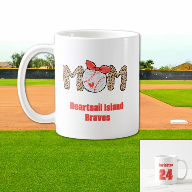 Mug Tendance Main dessinée Baseball Maman Personnalisé (Trendy Baseball Mom Personalized Mug)