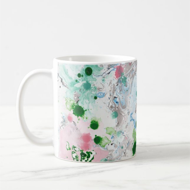 Mug Tendance Moderne Abstrait Rose Bleu Vert (Gauche)