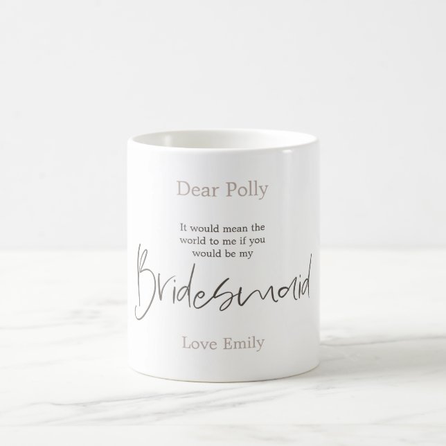 Mug Tendance Script Typographie Demande Bridesmaid (Centre)