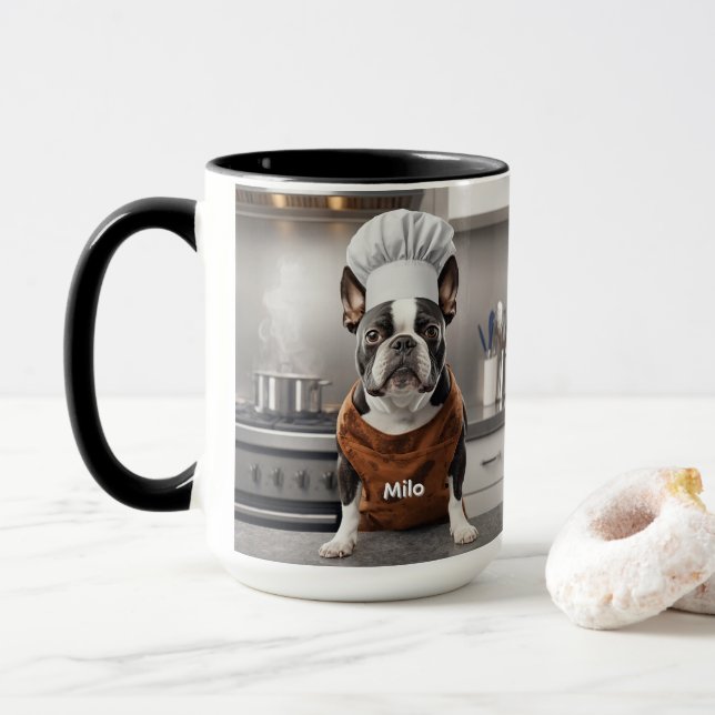 Mug Tendre Boston Terrier Personnalisé (Avec donut)
