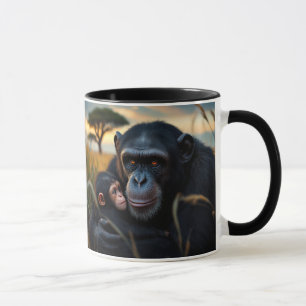 Mug Tendresse d’un chimpanzé et son bébé.