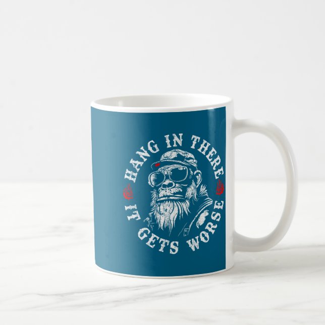 Mug Tenir bon, ça empire Humour sarcastique Singe (Droite)