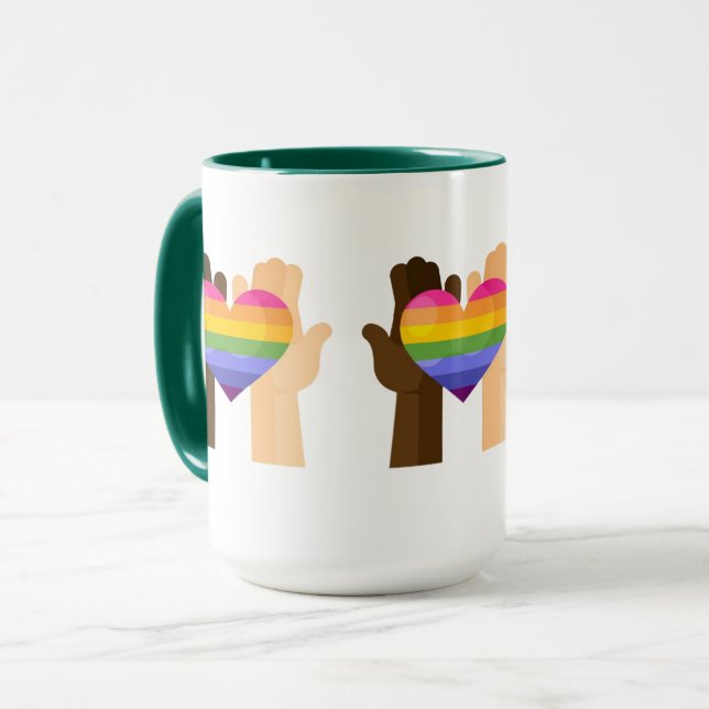 Mug Tenir les mains Rainbow Heart (Devant gauche)