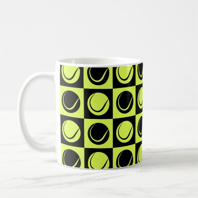 Mug Tennis Ball Checkered Seamless Pattern (Gauche)