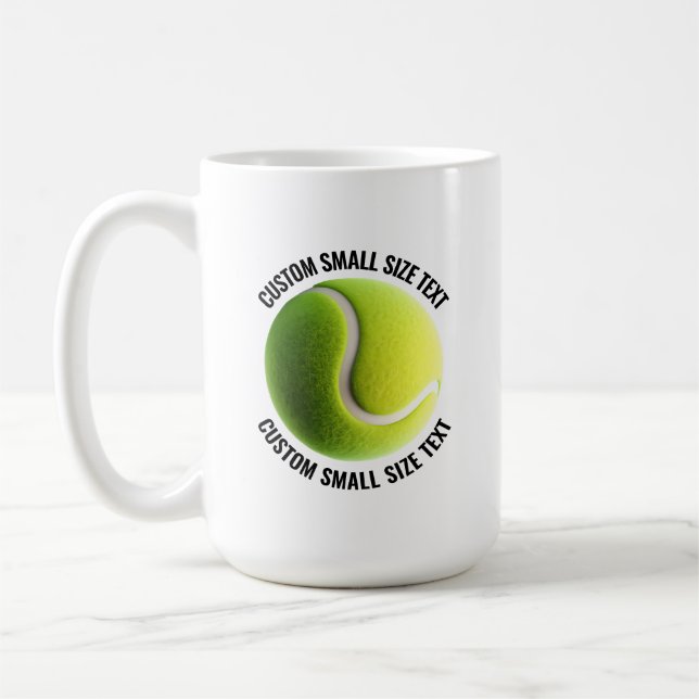 Mug Tennis Ball personnalisé Petit Texte personnalisé  (Gauche)