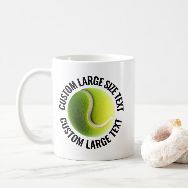 Mug Tennis Ball personnalisé Texte personnalisé 11 oz. (Avec donut)