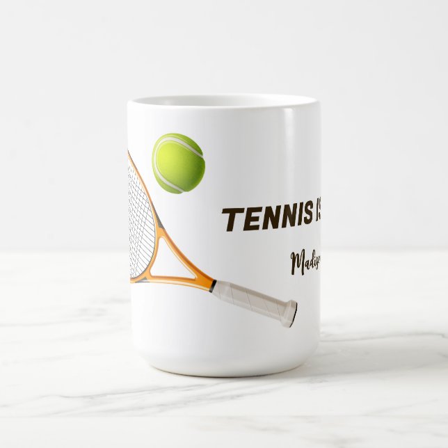 Mug Tennis de texte personnalisé (Centre)