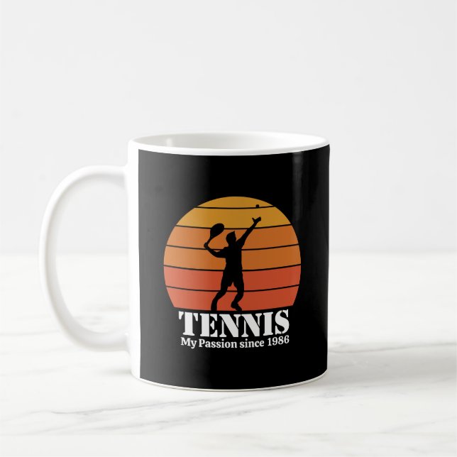 Mug Tennis Hobby Retro Sunset Personnaliser (Gauche)