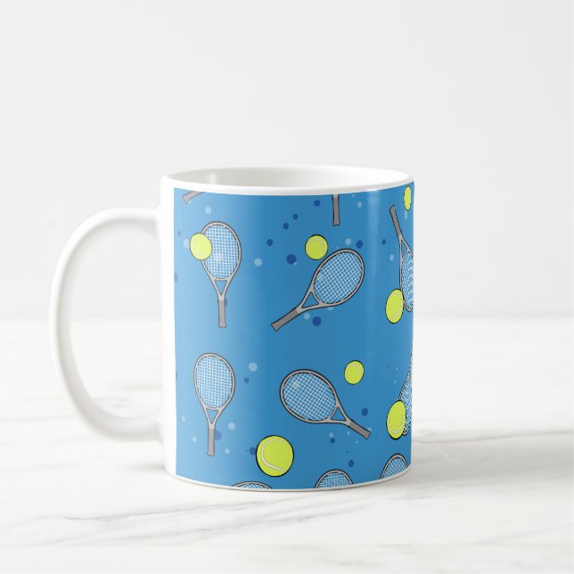 Mug Tennis Motif sans couture - Raquette et balle (Gauche)