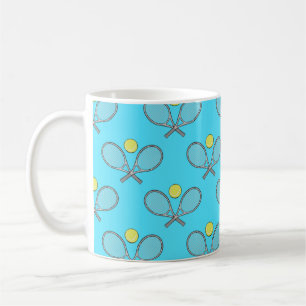 Mug Tennis Motif sans couture - Raquette et balle sur 