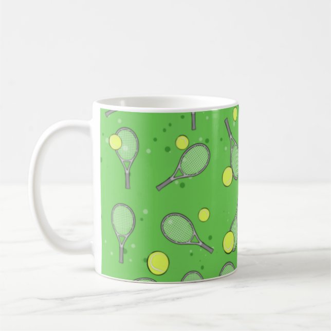 Mug Tennis Motif sans couture - Raquette et balle sur  (Gauche)