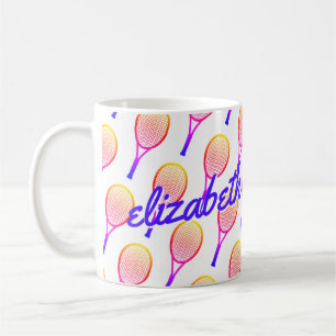 Mug Tennis Nom personnalisé Clair rose violet Personna